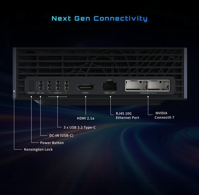 Alt view image 2 of 12 - GIGABYTE AI TOP ATOM Personal AI Supercomputer, Arm Cortex-X925 + Cortex A725, NVIDIA® Blackwell Architecture, DGX Spark, 64GB LPDDR5X, 2TB PCIe 4.0 NVMe SSD, NVIDIA DGX™ OS, Black