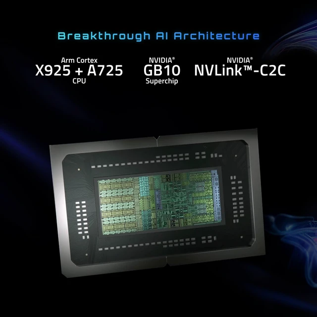 Alt view image 3 of 12 - GIGABYTE AI TOP ATOM Personal AI Supercomputer, Arm Cortex-X925 + Cortex A725, NVIDIA® Blackwell Architecture, DGX Spark, 64GB LPDDR5X, 2TB PCIe 4.0 NVMe SSD, NVIDIA DGX™ OS, Black