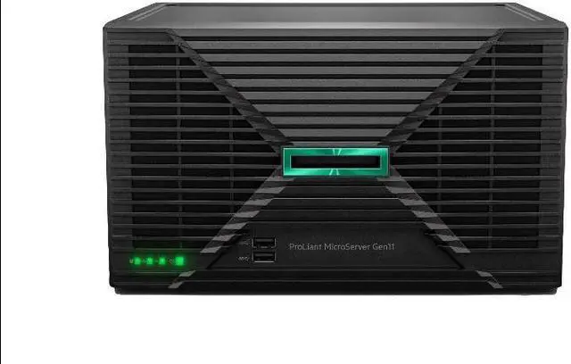 Main image of HPE ProLiant MicroServer Gen11 server with one Intel® Xeon® E-2434 Processor, 32 GB (1x32 GB UDIMM) Dual Rank Memory, dedicated iLO-M.2 port kit, Embedded Intel® VROC SATA for HPE ProLiant- P74440-005