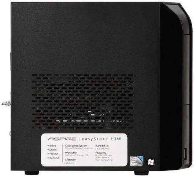 Alt view image 4 of 5 - acer Aspire Easystore Tower Intel Atom Processor 230 1.6Ghz 2GB 1TB System OS : Microsoft Windows Home Server  Network Client OS : Windows Vista / Windows XP AH340-UA230N