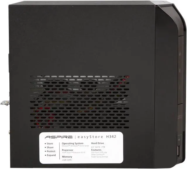 Alt view image 4 of 6 - acer Aspire Easystore Tower Server System Intel Atom D510 1.66GHz 2C/4T 2GB DDR2 2TB Windows Home Server AH342-U2T2H