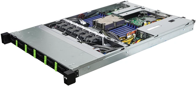Main image of Single AMD EPYC 9355 32-core server with 192GB DDR5-5600 ECC memory, dual 500GB NVMe M.2 SSDs, dual 1.92TB enterprise SATA SSDs, dual 10GbE, and redundant 1000W Platinum power.