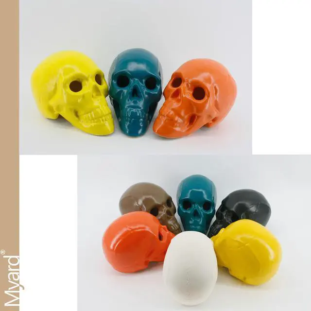 Alt view image 4 of 4 - Myard Glaze Enamel Ceramic Fireproof Fire Skull Log for Gas or Wood Fireplace Fire Pit Campfire Bonfire Halloween Horror Decor (Qty 1, Brown)