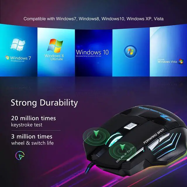 Alt view image 7 of 7 - Ergonomic Wired Gaming Mouse 7 Button LED 5500 DPI USB Computer Mouse Gamer Mice X7 Silent Mause With Backlight For PC Laptop
