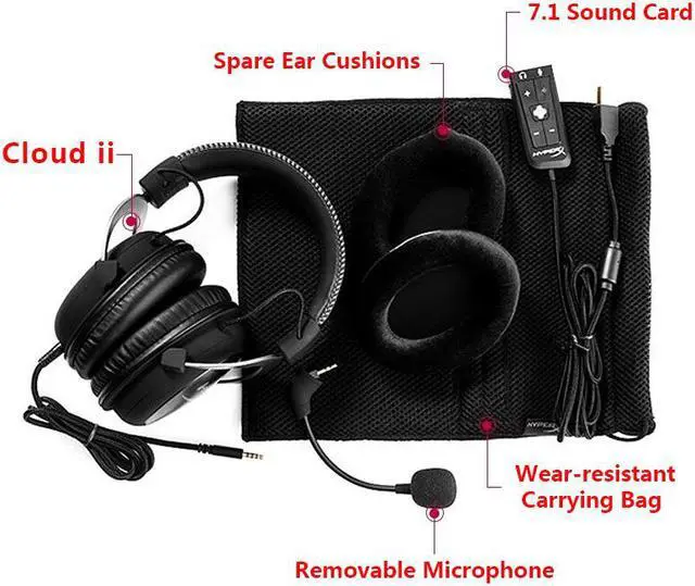 Alt view image 3 of 7 - Kingston HyperX Cloud II Headset Hi-Fi 7.1 Surround Sound Gaming Headphone with Microphone 3.5mm For Computer Cellphone Earphone
