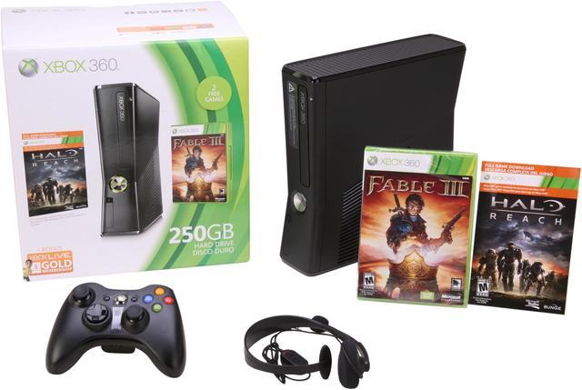 Microsoft Xbox 360 S Slim 250 GB Black Console Bundle Controller