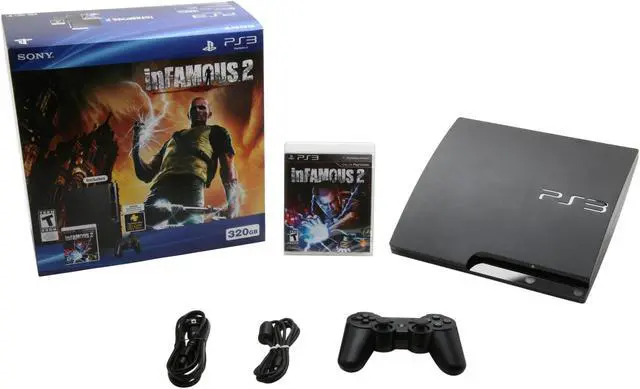 Alt view image 7 of 7 - Sony Playstation 3 Infamous 2 320GB Bundle Black