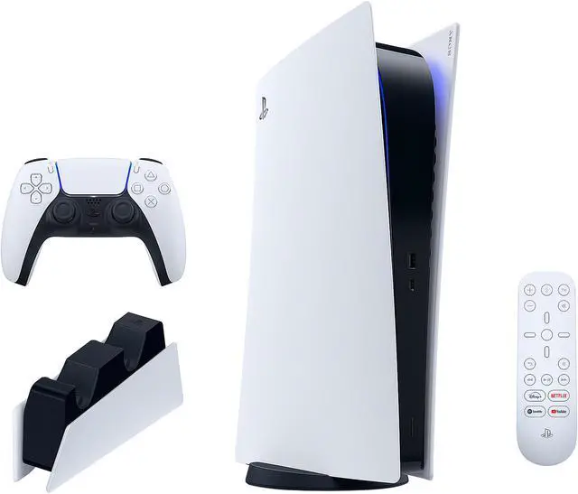 Main image of PS5 Bundle- Includes PlayStation 5 Digital Console, Additional DualSense Controller, PlayStation Media Remote, and DualSense Charging station