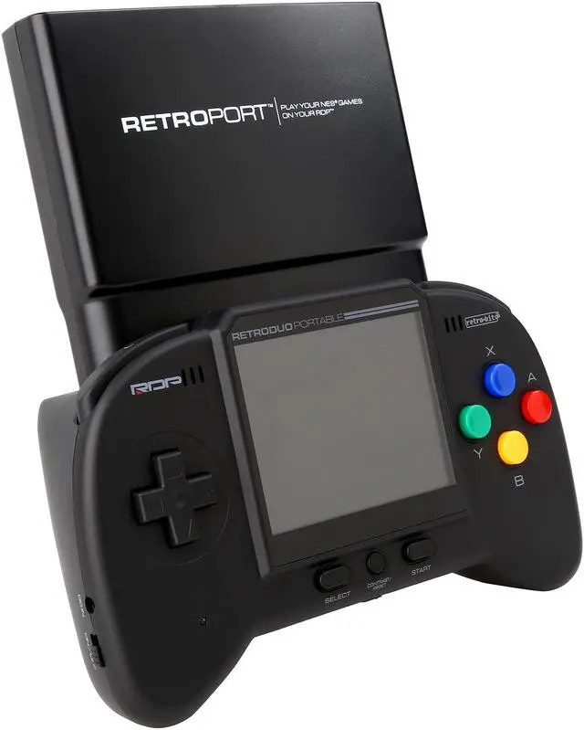 Alt view image 8 of 9 - Retro-Bit NES & SNES RetroDuo Portable Handheld Console V2.0 CORE Edition Black