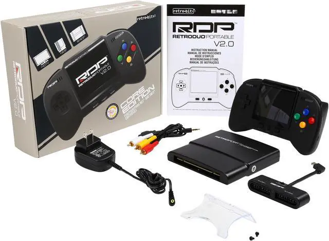 Alt view image 9 of 9 - Retro-Bit NES & SNES RetroDuo Portable Handheld Console V2.0 CORE Edition Black