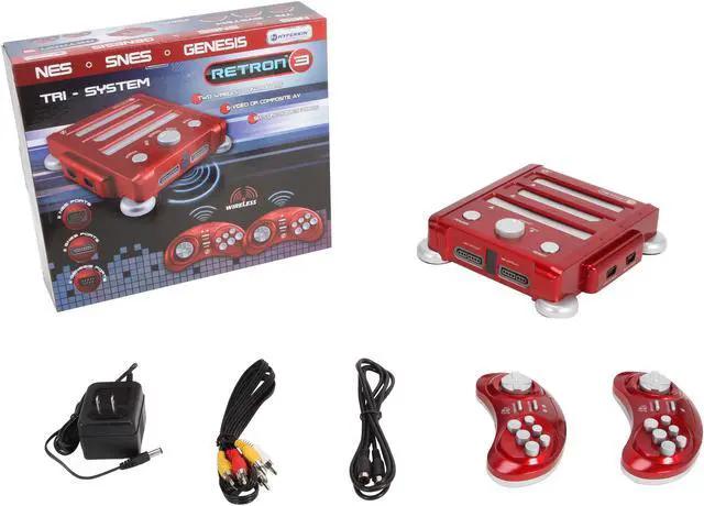 Alt view image 8 of 8 - Hyperkin SNES/ NES/ Genesis RetroN 3 Gaming Console (Vector Red)