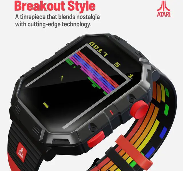 Alt view image 2 of 9 - Atari 2600, Retro Gaming Smart Watch with Selective Tech, All Day Fitness Tracker, Built-in Centipede™, Pong™, Missile Command™, Super Breakout™, IP68 Water Resistant