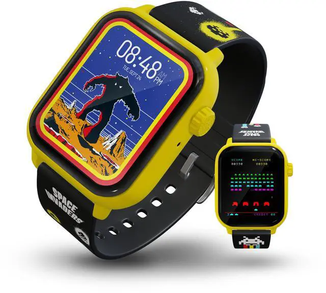 Main image of Space Invaders Retro Gaming Smart Watch, Selective Tech, Yellow Bezel, Non-Connected, Built-in Space Invaders™ Game, Custom Watch Faces, Classic Arcade Sound, IP67 Rating