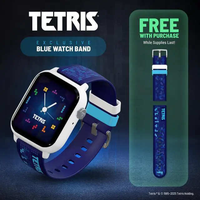 Alt view image 6 of 8 - Tetris®: My Play Watch – Retro Gaming Smart Watch with Free Bonus Band, No WiFi or BT, Built-in Tetris®, Custom Watch Faces, Classic Arcade Sound, Heart Rate Monitor, IP67 Water Resistant.
