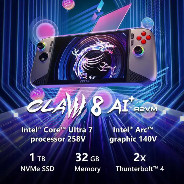 Alt view image 5 of 10 - Claw 8 AI+ A2VM-001US Handheld Portable Gaming