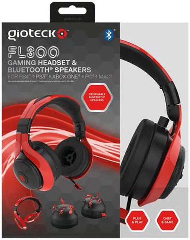 Alt view image 4 of 4 - Gioteck FL-300 Wired Stereo Headset Red (Works with PS4, PS3, Xbox One, PC and Mobile)