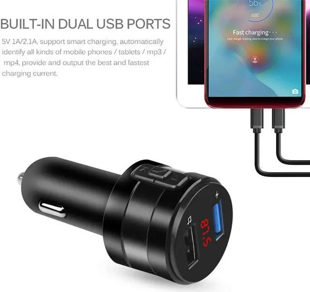 Alt view image 3 of 7 - Wireless Bluetooth Car FM Transmitter MP3 Stereo Music Player AUX Radio Adapter Dual USB Charger Handsfree Car Kit