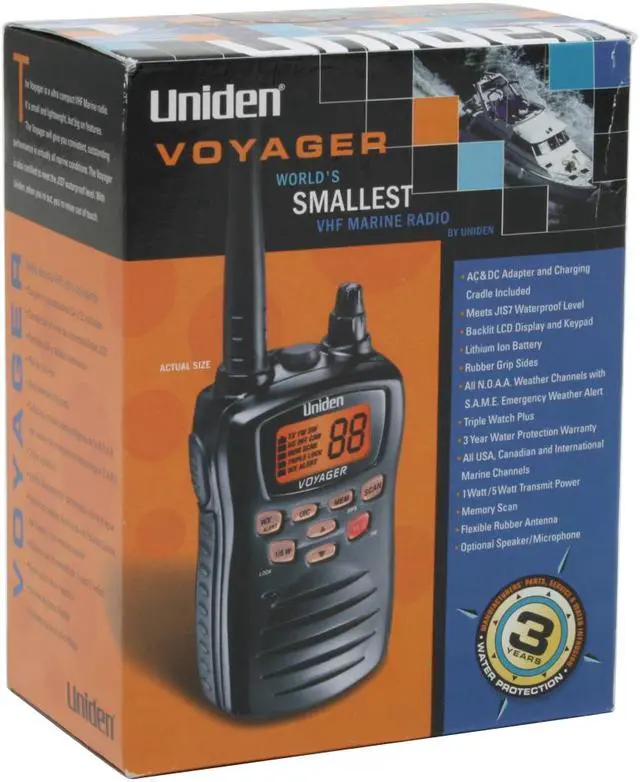 Alt view image 11 of 11 - Uniden VOYAGER Ultra Compact VHF Handheld Marine Radio