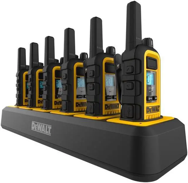 Alt view image 2 of 3 - Dewalt Heavy Duty 6 DXFRS800 Radios with 6 Port Charger Black / Yellow