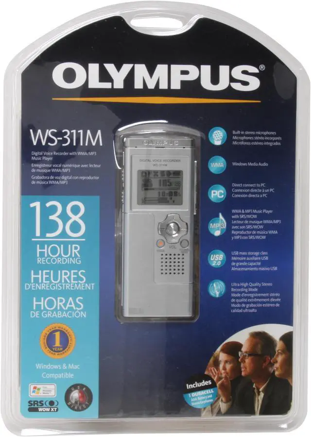 Alt view image 10 of 10 - OLYMPUS WS-311M USB PC Interface Digital Voice Recorder with Music Player