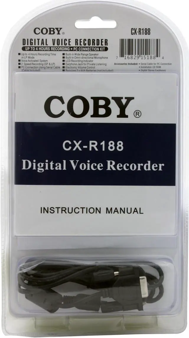 Alt view image 2 of 2 - Coby CXR188 Digital Voice Recorder with Built-in Speaker