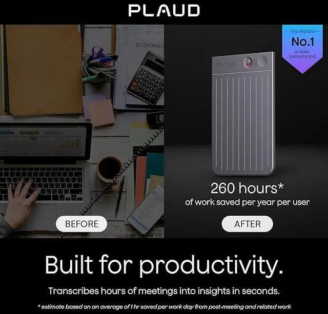 Alt view image 3 of 10 - PLAUD Note AI Voice Recorder w/ Black Magnetic Case, AI Transcribe & Summarize, Support 112 Languages, AI Notetaker for Lectures and Meetings (BLACK)