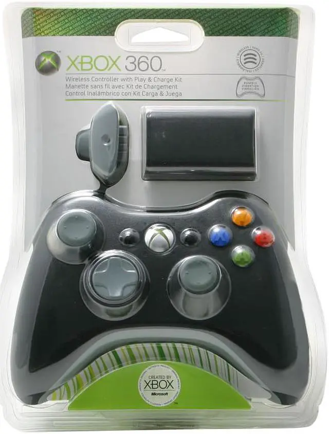 Main image of Microsoft Xbox 360 Wireless Controller Black and Play & Charge Kit