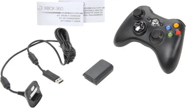Alt view image 4 of 5 - Xbox 360 Wireless Controller with Play & Charge Kit Black