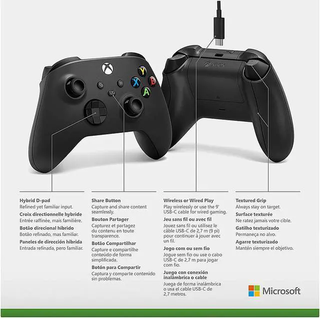 Alt view image 5 of 5 - Xbox PC Gaming Controller with USB-C Cable