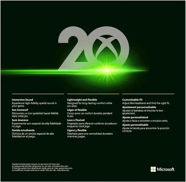 Alt view image 6 of 7 - Xbox Stereo Headset - 20th Anniversary Special Edition for Xbox Series X|S, PC