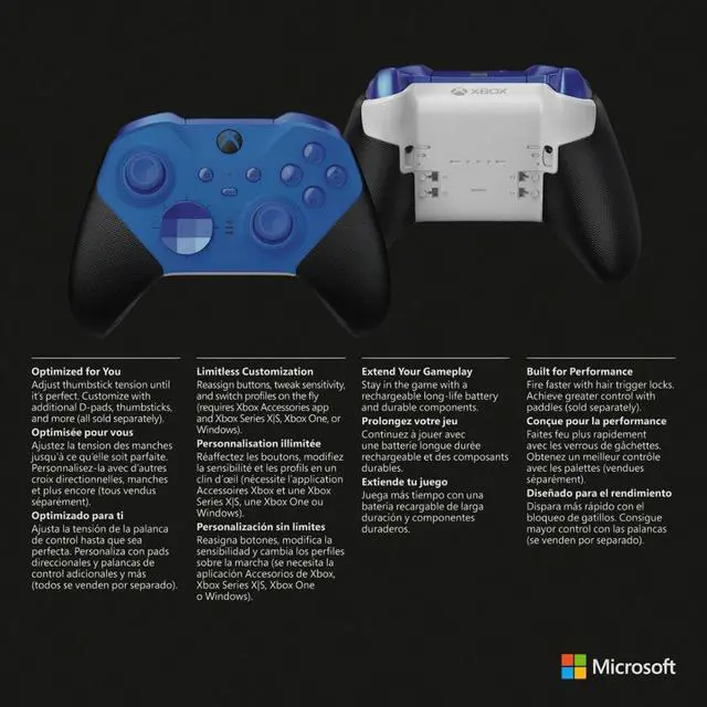 Alt view image 6 of 6 - Xbox Elite Series 2 Wireless Controller – Blue