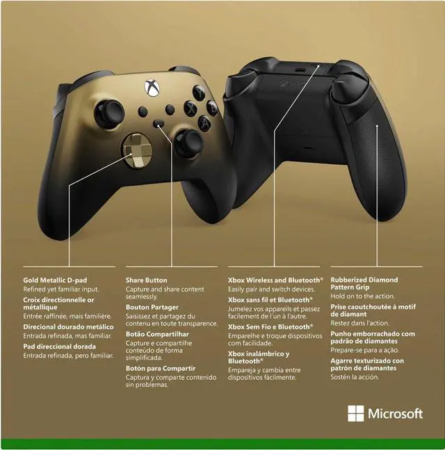 Alt view image 6 of 6 - Xbox Wireless Controller - Gold Shadow