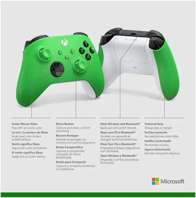 Alt view image 3 of 3 - Xbox Wireless Controller -  Velocity Green for Xbox Series X|S, Xbox One, and Windows Devices