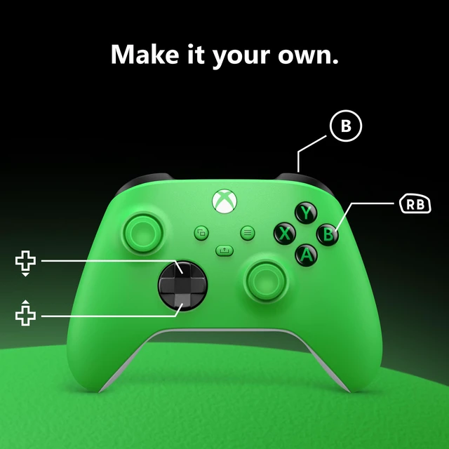 Alt view image 3 of 6 - Xbox Wireless Controller - Velocity Green for Xbox Series X|S, Xbox One, and Windows Devices