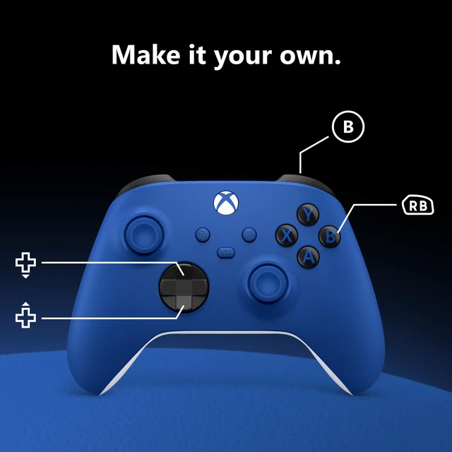 Alt view image 3 of 6 - Xbox Wireless Controller - Shock Blue for Xbox Series X|S, Xbox One, and Windows Devices