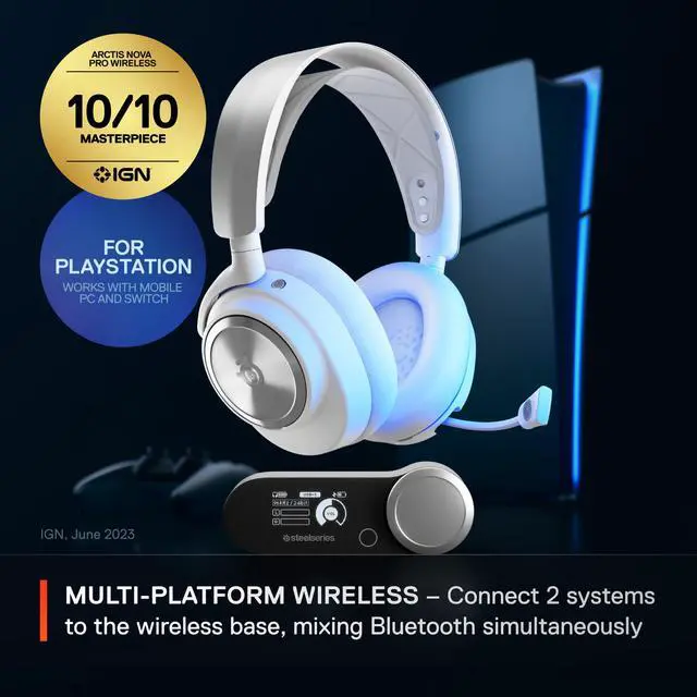 Alt view image 6 of 15 - SteelSeries Arctis Nova Pro Wireless Multi Gaming Headset for PS5, PS4, PC, Switch - White