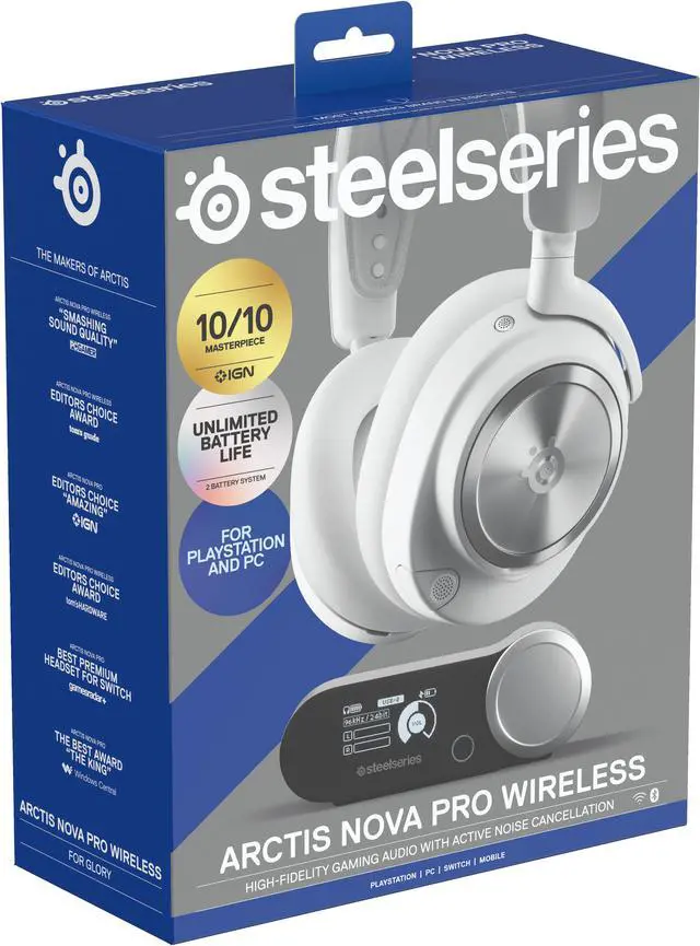 Alt view image 11 of 15 - SteelSeries Arctis Nova Pro Wireless Multi Gaming Headset for PS5, PS4, PC, Switch - White