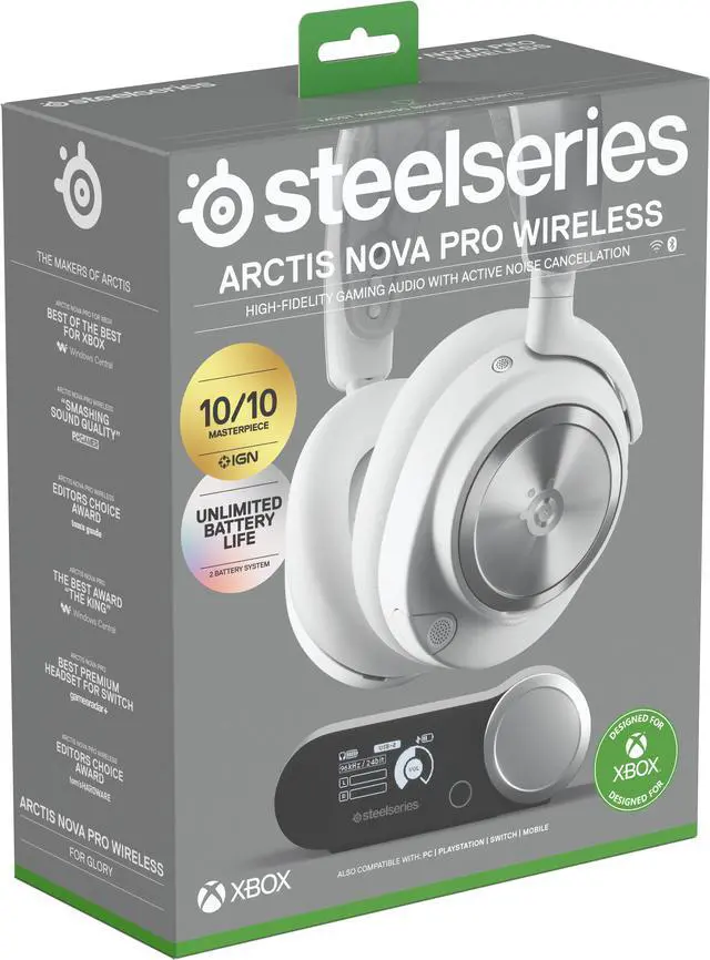 Alt view image 6 of 13 - SteelSeries Arctis Nova Pro Wireless Multi Gaming Headset for Xbox Series X|S, Xbox One - White
