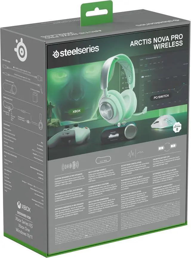 Alt view image 7 of 13 - SteelSeries Arctis Nova Pro Wireless Multi Gaming Headset for Xbox Series X|S, Xbox One - White