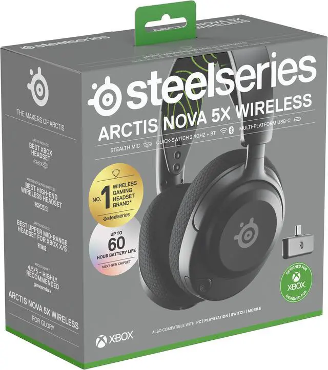 Alt view image 5 of 15 - SteelSeries Arctis Nova 5X Wireless Headset Xbox, PC, PS, Switch - Black