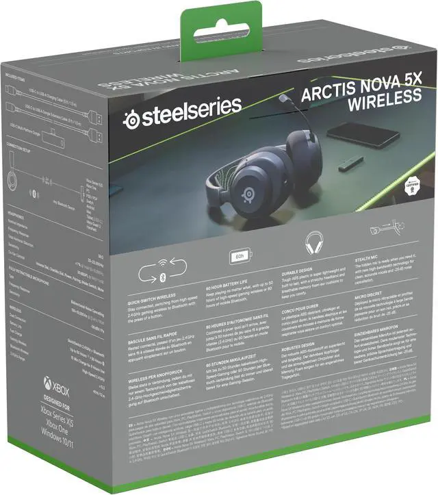 Alt view image 6 of 15 - SteelSeries Arctis Nova 5X Wireless Headset Xbox, PC, PS, Switch - Black