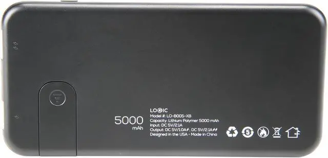 Alt view image 4 of 7 - Logic PB5+ Dual Charging 5000 mAh Power Bank - Black