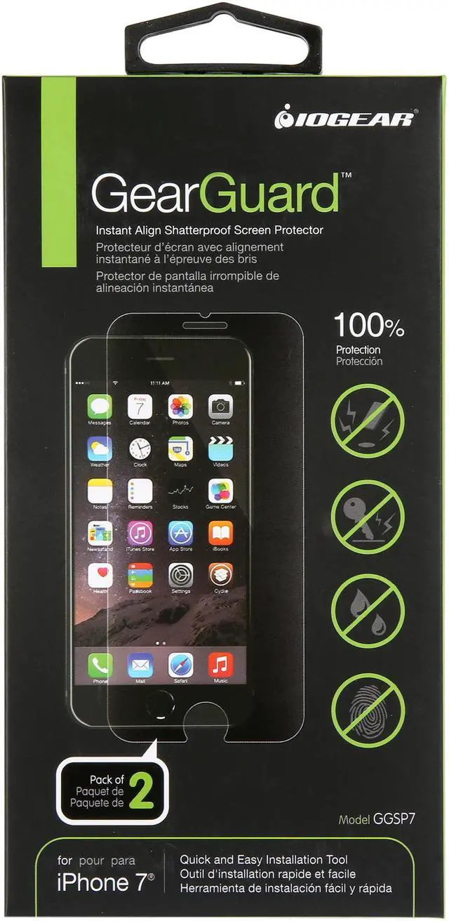 Alt view image 4 of 4 - IOGEAR GearGuard - iPhone 7 Shatterproof Screen Protector 2 Pack with Instant Align Tool GGSP7