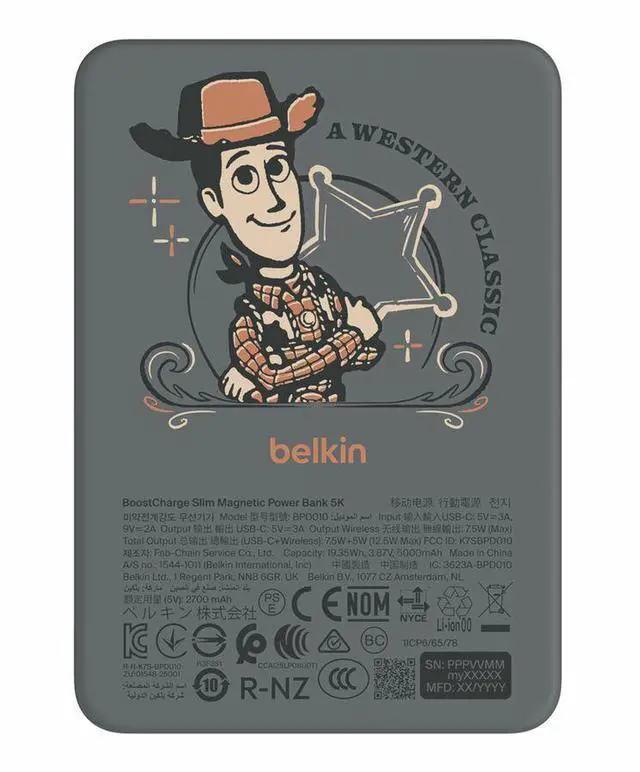 Main image of Belkin BoostCharge Slim Magnetic Power Bank 5K, Toy Story 5 - BPD010bkCH-PX