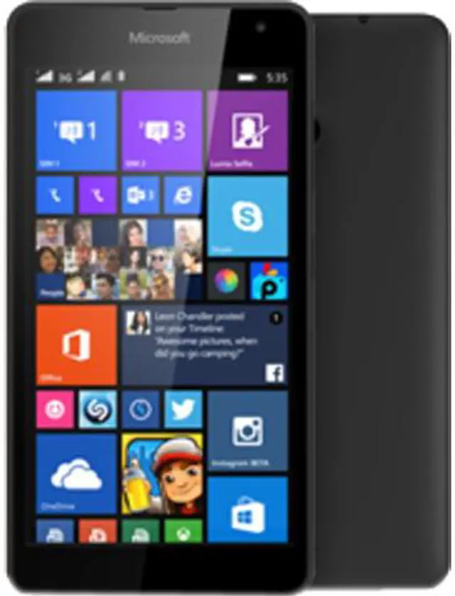 Main image of Microsoft Lumia 535 Dual SIM 3G Unlocked Cell Phone 5" Black 1GB RAM