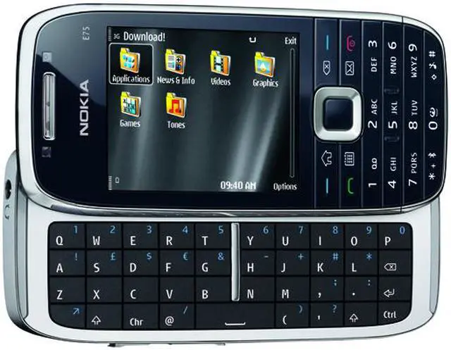 Alt view image 8 of 8 - Nokia E75 Black 3G unlocked GSM Smart phone with Full Qwerty Keyboard