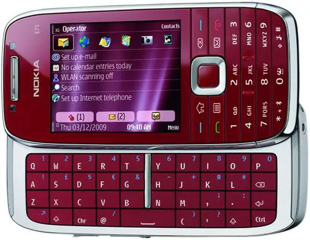 Alt view image 3 of 9 - Nokia E75 Ruby Red 3G unlocked GSM Smart phone with Full Qwerty Keyboard
