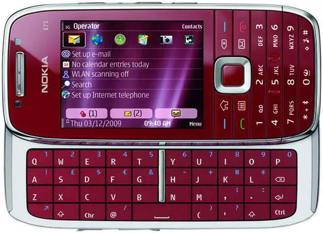 Alt view image 8 of 9 - Nokia E75 Ruby Red 3G unlocked GSM Smart phone with Full Qwerty Keyboard