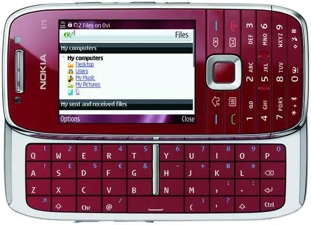 Alt view image 9 of 9 - Nokia E75 Ruby Red 3G unlocked GSM Smart phone with Full Qwerty Keyboard