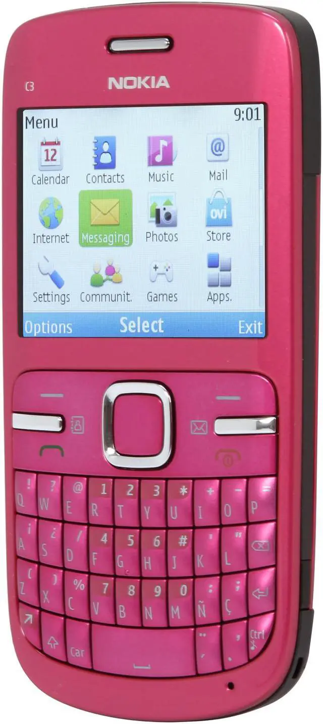 Alt view image 2 of 7 - Nokia C3-00 Pink Unlocked GSM Smart Phone w/ Full QWERTY Keyboard / Wi-Fi (C3-00)